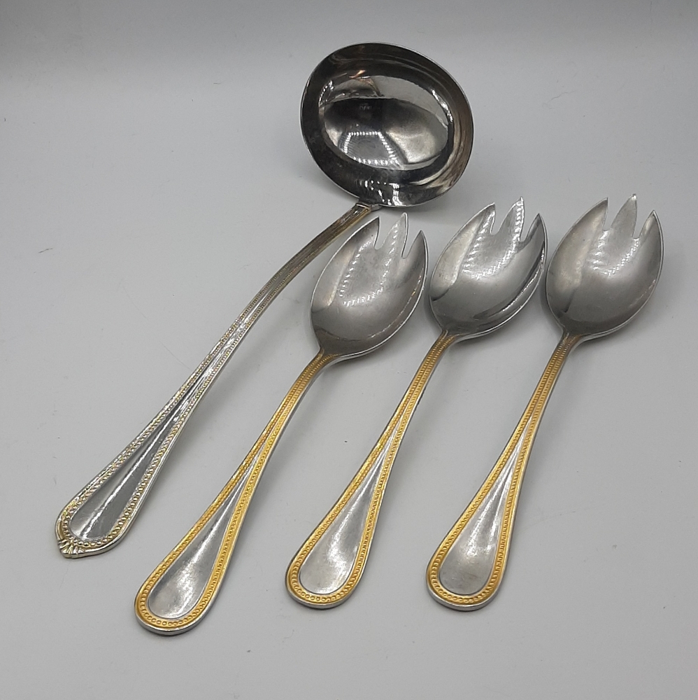 Towle Beaded Antique Satin 18/8 Stainless GERMANY Hostess / Serving Pieces